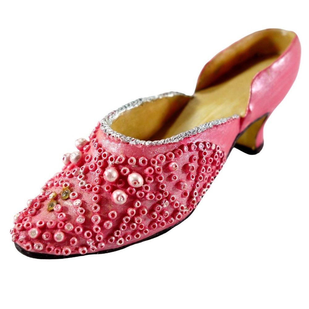Vintage‎ Mini Pink Resin Heeled Shoe Seed Beads and Pearls